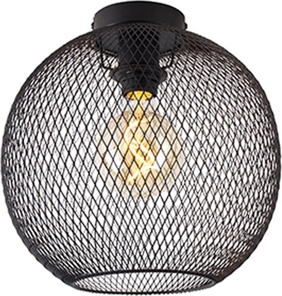 QAZQA mesh_ball - Moderne Plafondlamp - 1 lichts - Ø - Zwart - Woonkamer | Slaapkamer | Keuken