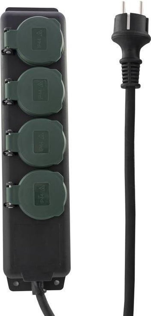 REV 0512469555 Stekkerdoos 6-voudig Zwart, Groen Randaarde stekker 1 stuk(s)