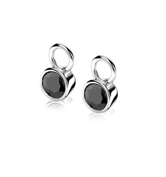ZINZI zilveren oorbedels 7mm rond zwart ZICH1486Z (zonder oorringen) cadeau geven