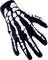 Skelet handschoenen stof, zwart met opdruk