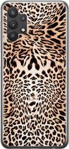 Samsung Galaxy A32 5G hoesje siliconen - Animal print - Soft Case Telefoonhoesje - Luipaardprint - Bruin