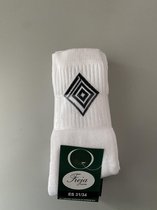 Carola kinder 8 paar sport sokken wit 31-34 met logo