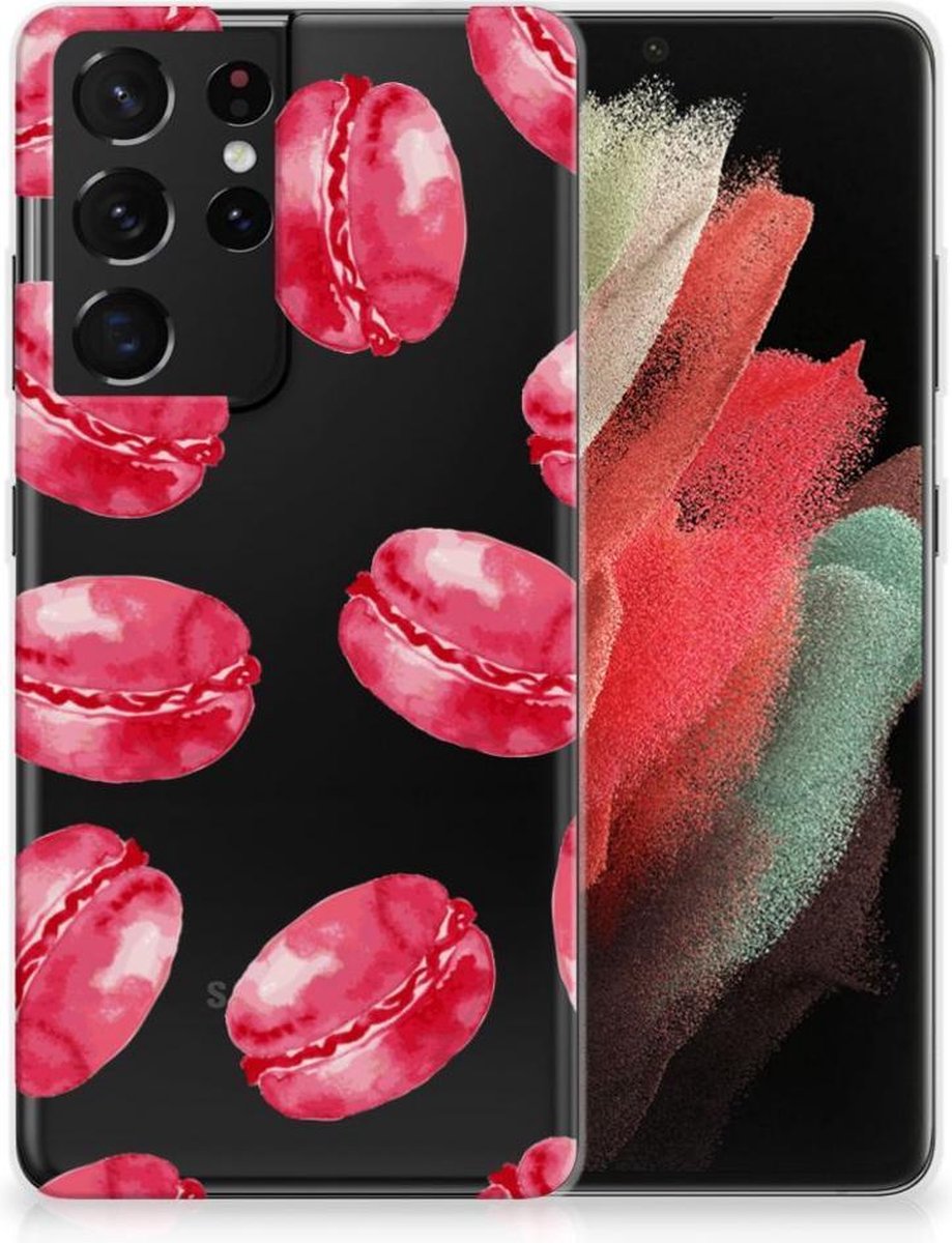 Samsung Galaxy S21 Ultra Siliconen Case Pink Macarons