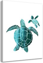 Schilderij Zee schildpadden, 2 maten, wit/blauw (wanddecoratie)