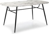 Ovale eettafel - Wit en zwart gemarmerd glas - L 160 x D 90 x 76,5 cm - SALINA