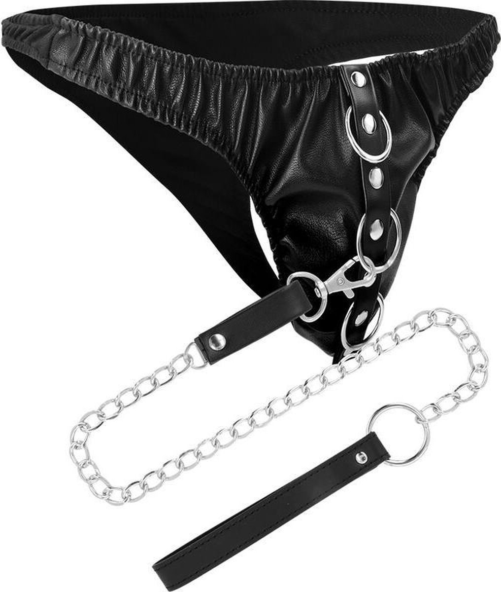 Goedkoopste DARKNESS BONDAGE | Darkness Black Underpants With Leash | Extreme BDSM | Bondage | Fetish | BDSM Accessories