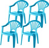 4x stuks blauwe stoeltjes voor kinderen 51 cm - Tuinmeubelen - Kunststof binnen/buitenstoelen voor kinderen