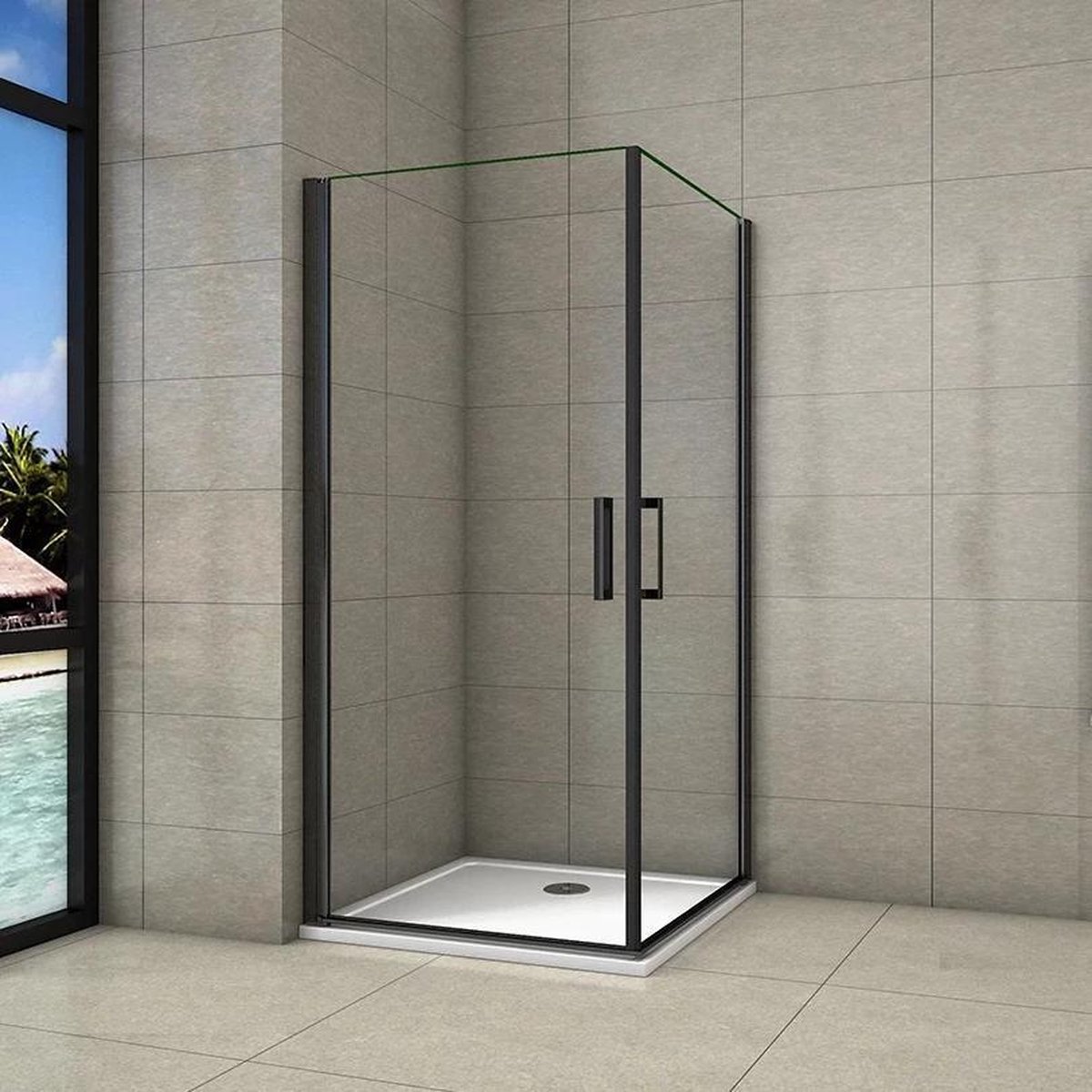 80x80x200cm douchecabine 8mm douchewand NANO glazen