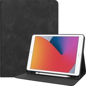 Luxe Lederen iPad 10.2 2020 Hoes Book Case Hoesje - Met Uitsparing Voor Apple Pencil - Zwart