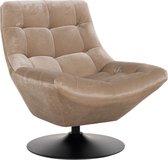 Fauteuil velvet fluweel zandkleurig zwart draaibaar (r-000SP39775)