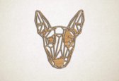 Line Art - Hond - Bull Terrier - XS - 29x25cm - Eiken - geometrische wanddecoratie