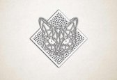 Line Art - Kat 6 met achtergrond - XS - 25x25cm - Wit - geometrische wanddecoratie