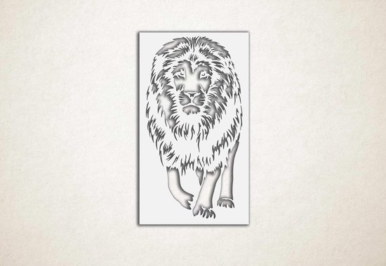 Wanddecoratie - Wandpaneel leeuw tijger - S - 60x35cm - Wit - muurdecoratie - Line Art