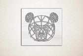 Line Art - Panda vierkant - M - 60x66cm - EssenhoutWit - geometrische wanddecoratie