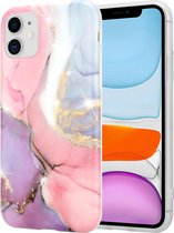 ShieldCase geschikt voor Apple iPhone 11 hoesje marmer - lila/roze