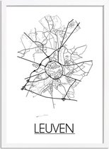Leuven Plattegrond poster A4 + fotolijst wit (21x29,7cm) - DesignClaud