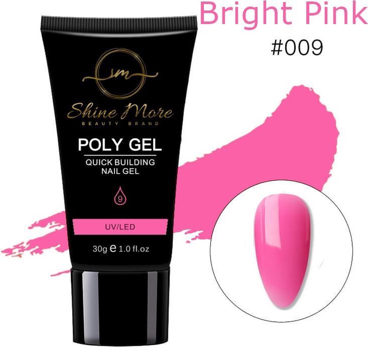 Shinemore Polygel Gel nagels 30 Gram Tube Solid Bright Pink