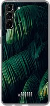 6F hoesje - geschikt voor Samsung Galaxy S21 -  Transparant TPU Case - Palm Leaves Dark #ffffff