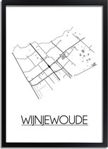 Wijnjewoude Plattegrond poster A3 + Fotolijst zwart (29,7x42cm) - DesignClaud