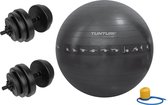 Tunturi - Fitness Set - Vinyl Halterset 28 kg  - Gymball Zwart met Anti Burst 65 cm