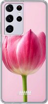 6F hoesje - geschikt voor Samsung Galaxy S21 Ultra -  Transparant TPU Case - Pink Tulip #ffffff