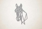 Line Art - Paard 8 - M - 90x55cm - Wit - geometrische wanddecoratie