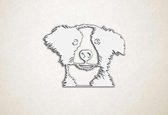 Wanddecoratie - Border Collie puppy - M - 60x80cm - Wit - muurdecoratie - Line Art