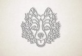 Line Art - Hond - Border Collie - XS - 25x26cm - EssenhoutWit - geometrische wanddecoratie