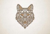 Line Art - Wolf 2 - M - 78x60cm - Eiken - geometrische wanddecoratie