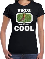 Dieren vogels t-shirt zwart dames - birds are serious cool shirt - cadeau t-shirt grutto vogel/ vogels liefhebber S