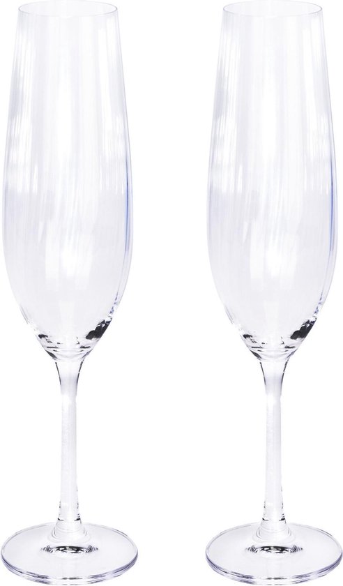 2x Champagneglazen/flutes 26 cl/260 ml van kristalglas - Kristalglazen -  Champagneglas | bol