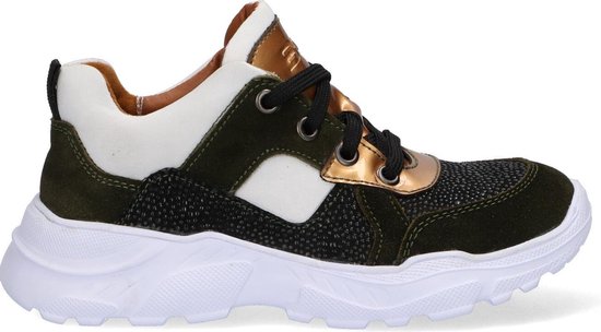 Braqeez 419688-567 Meisjes Lage Sneakers - Groen/Multi - Leer - Veters |  bol.com
