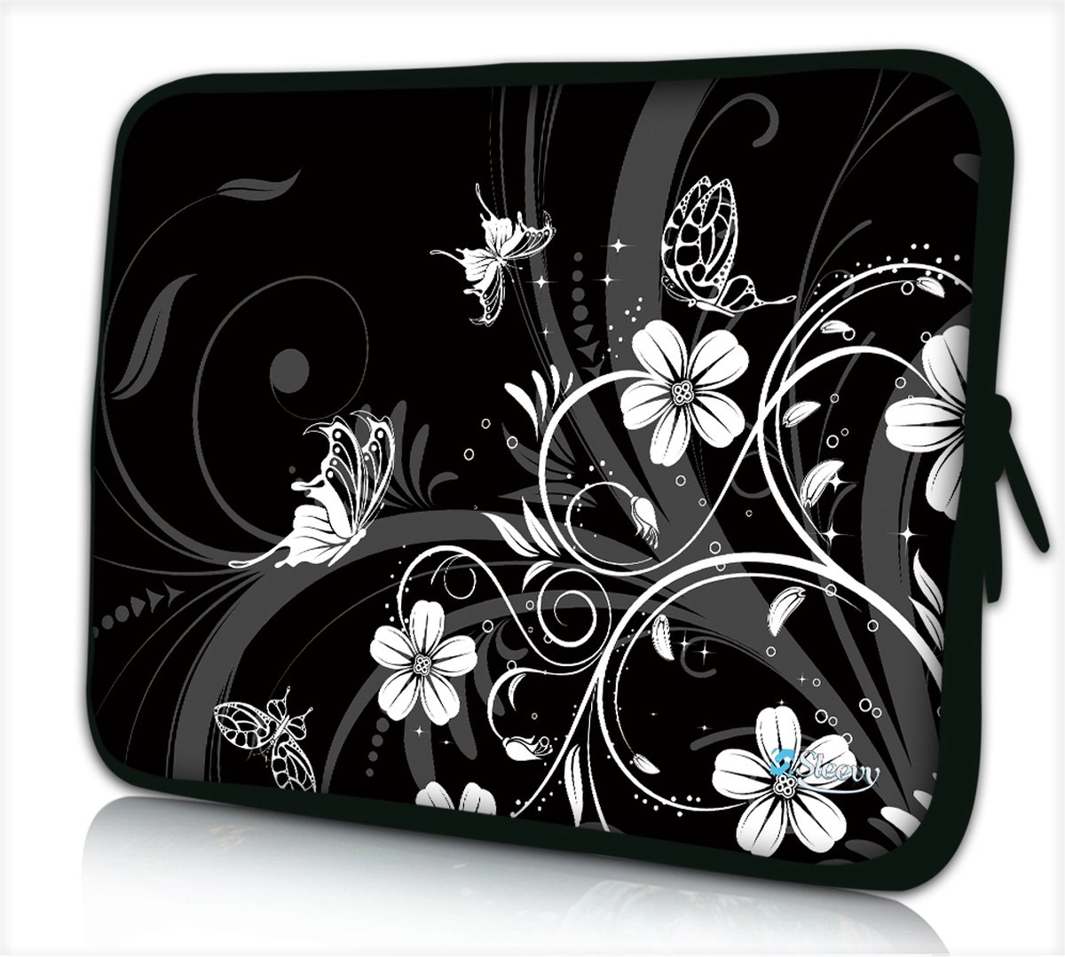 Sleevy 13.3 laptophoes/macbookhoes witte bloemen - laptop sleeve - Sleevy collectie 300+ designs