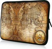 Sleevy 17,3 laptophoes wereldkaart en kompas - laptop sleeve - laptopcover - Sleevy Collectie 250+ designs