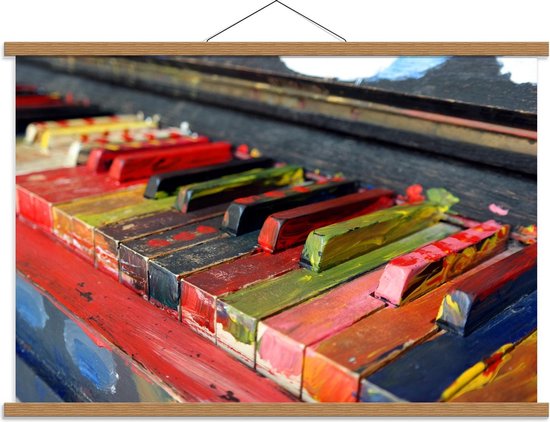 Schoolplaat – Geverfde Piano Toetsen - 90x60cm Foto op Textielposter (Wanddecoratie op Schoolplaat)