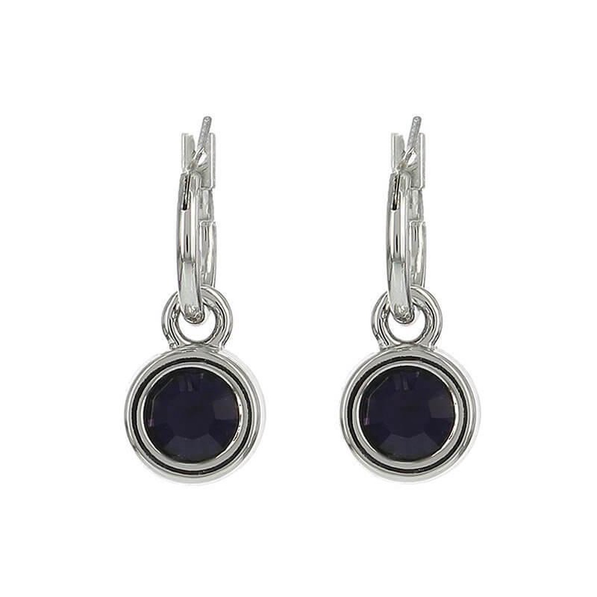 Biba Hang Oorbellen met Swarovski Steentje Purple Velvet