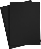 Gekleurd Karton, A4, 210x297 mm, 180 gr, zwart, 20 vel/ 1 doos | Knutselpapier | Knutselkarton