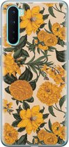 OnePlus Nord hoesje - Retro flowers - Soft Case Telefoonhoesje - Bloemen - Geel