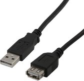 MCL USB 2.0 Type A m/f, 3m USB-kabel USB A Zwart