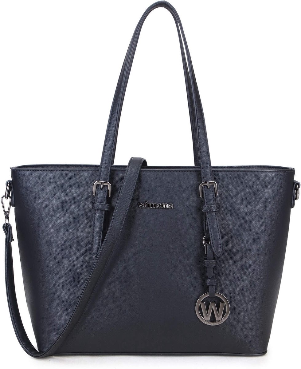 Wimona Kyara Schoudertas / Shopper - Ideale Stevige Werktas / Schooltas -Zwart