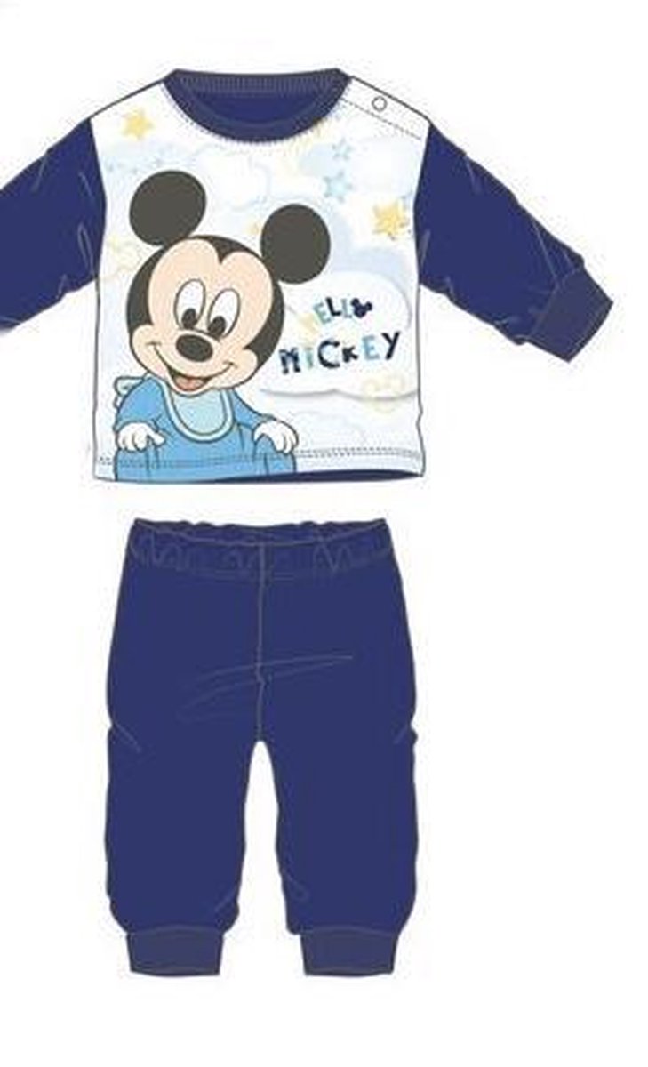 Disney Mickey Mouse pyjama - katoen -donkerblauw - maat 74 (12 maanden)