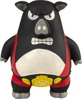 Duvo+ honden kauwspeelgoed Latex worstelend varken kleur rood 8,5x12,5x14,5cm