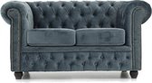 Chesterfield Stof  2-zits bank Fluweel Grijs