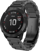 Stalen Smartwatch bandje - Geschikt voor  Garmin stalen bandje - zwart - Horlogeband / Polsband / Armband
