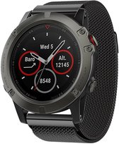 Milanees Smartwatch bandje - Geschikt voor  Garmin Fenix 5x / 6x Milanese band - zwart - Horlogeband / Polsband / Armband