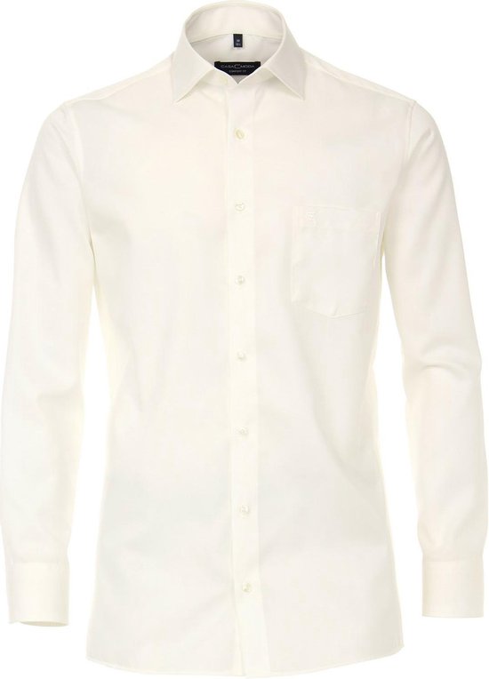 CASA MODA comfort fit overhemd - beige twill - Strijkvrij - Boordmaat: