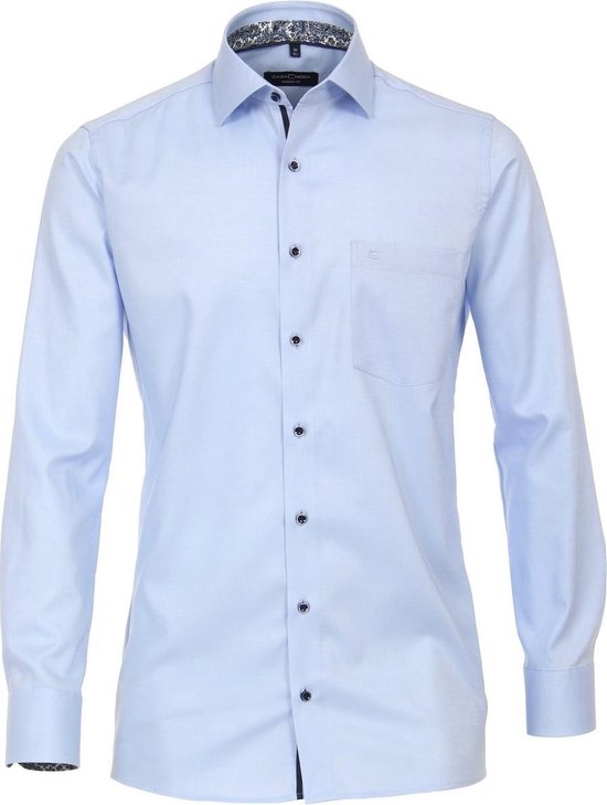 CASA MODA modern fit overhemd - structuur - blauw - Strijkvriendelijk - Boordmaat: