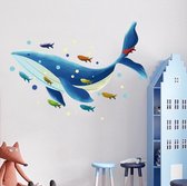 Autocollant mural | Baleine avec poisson | Décoration murale | Décoration murale | Chambre à coucher | Chambre des enfants | Chambre de bébé | Garçon | Fille | Décoration Autocollant |