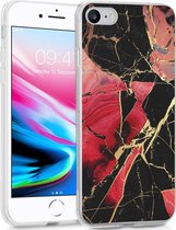 iMoshion Design voor de iPhone SE (2020) / 8 / 7 / 6(s) hoesje - Marmer - Gebroken Rood