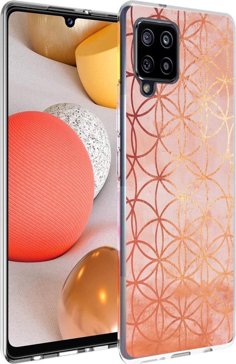 iMoshion Hoesje Geschikt voor Samsung Galaxy A42 Hoesje Siliconen - iMoshion Design hoesje - Goud / Rose goud / Pink Ring Graphic